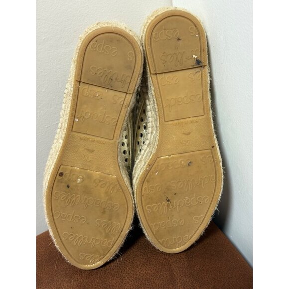 Loeffler Randall Gold Perforated Leather Platform Lace-Up Espadrille EU35 US 4.5 - Picture 7 of 9